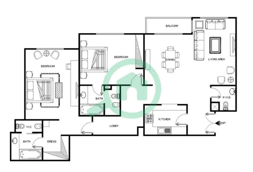 Bahar 2's Stylish 2 Bedroom That Sleeps 4 *